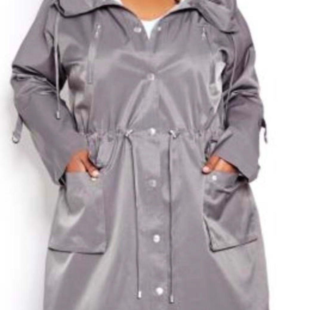 JACKET, ANORAK, SNAP FRONT, GUNMETAL, SZ 4X, DEEP POCKETS, REMOVABLE HOOD,